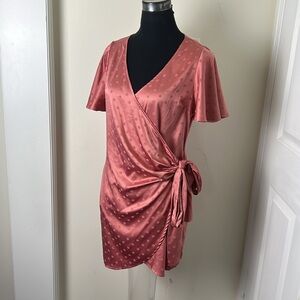 Dress Forum Los Angeles Satin Polka Dot Wrap Dress Size Small